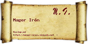 Mager Irén névjegykártya